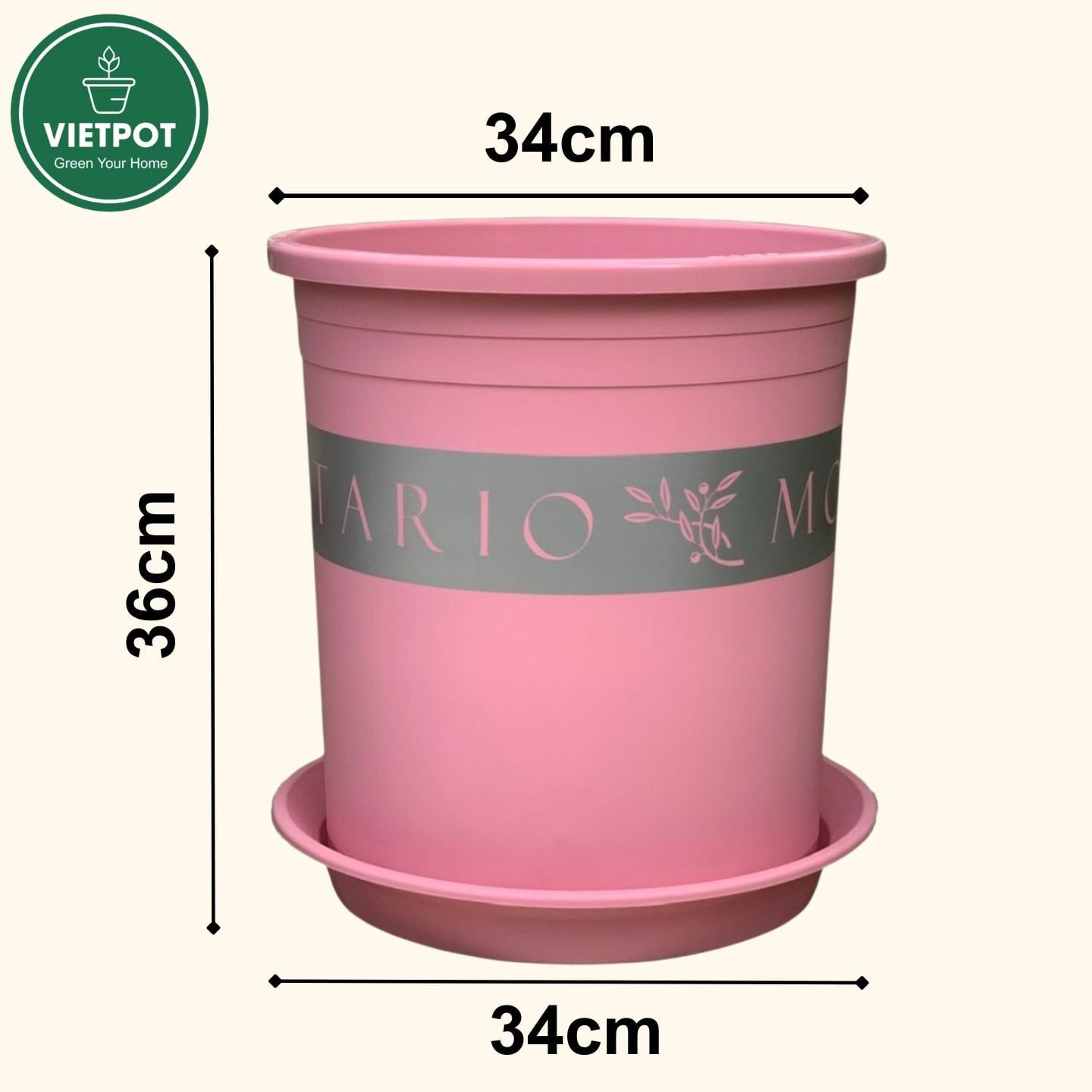  Chậu Nhựa Trồng Cây VIETPOT, size lớn 34x36cm MONTARIO, 6,6gallon, trang trí bàn, sân vườn, ban công 