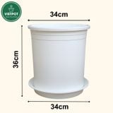  Chậu Nhựa Trồng Cây VIETPOT, size lớn 34x36cm, 6,6gallon, trơn, trang trí bàn, sân vườn, ban công. 