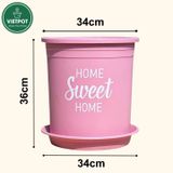  Chậu nhựa trồng cây VIETPOT, size lớn 34x36cm, 6.6gal, Sweet home, trồng hoa kiểng để sân vườn nhà. 