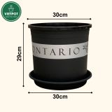  Chậu nhựa trồng cây VIETPOT, màu đen MONTARIO, trồng hoa kiểng, hoa hồng, để ban công, sân vườn. 