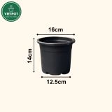  Chậu nhựa trồng cây VIETPOT, size 16x14, Trơn, kiểng lá, hoa hồng, để bàn, trang trí sân vườn. 