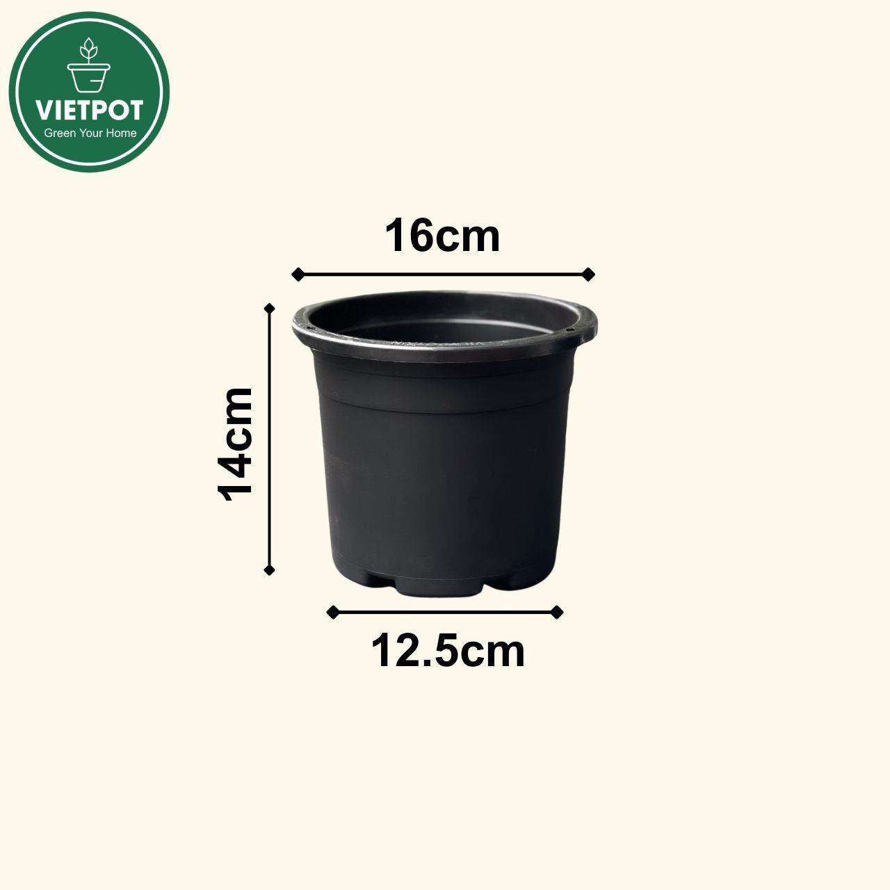  Chậu nhựa trồng cây VIETPOT, size 16x14, Trơn, kiểng lá, hoa hồng, để bàn, trang trí sân vườn. 