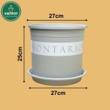  Chậu nhựa trồng cây VIETPOT, màu xám Montario, trồng hoa kiểng, trang trí ban công, sân vườn. 