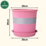  Chậu nhựa trồng cây VIETPOT, màu hồng MONTARIO, trồng hoa kiểng, hoa hồng, ban công, sân vườn 