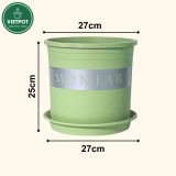  Chậu Nhựa Trồng Cây VIETPOT, xanh Mint MONTARIO, kiểng lá, hoa hồng, để bàn,ban công,sân vườn 