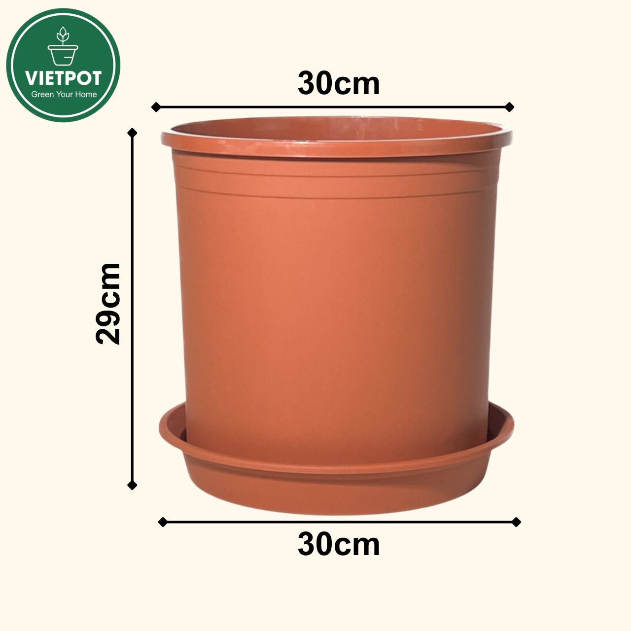  Chậu nhựa trồng cây VIETPOT, màu Cam Trơn, trồng kiểng lá, hoa hồng, để ban công, sân vườn. 