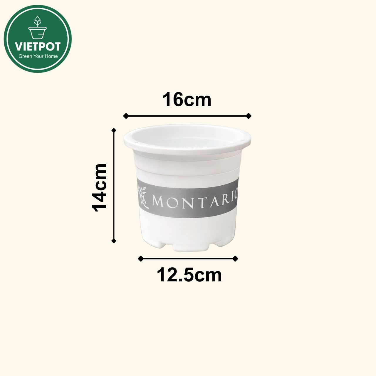  Chậu Nhựa Trồng Cây VIETPOT, size 16x14 Montario, trồng kiểng lá hoa hồng, trang trí sân vườn. 
