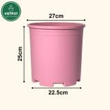  Chậu nhựa trồng cây VIETPOT, màu hồng trơn, trồng kiểng lá, hoa hồng, trang trí ban công, sân vườn. 