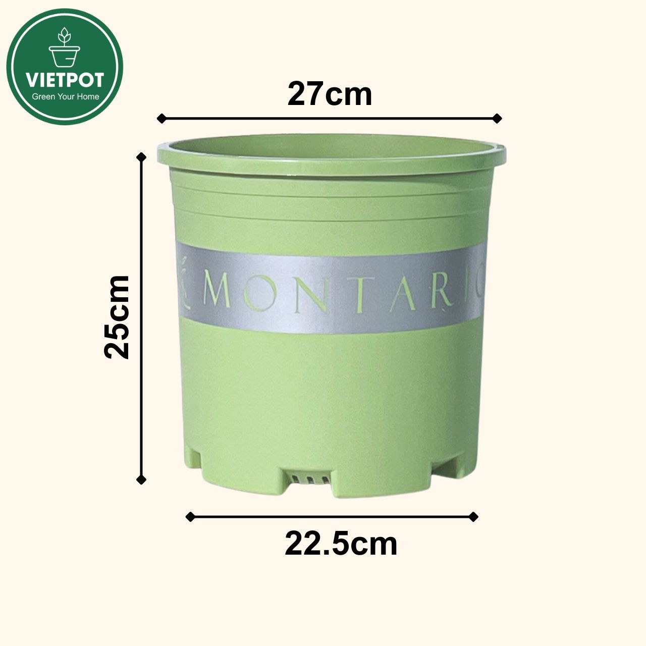  Chậu Nhựa Trồng Cây VIETPOT, xanh Mint MONTARIO, kiểng lá, hoa hồng, để bàn,ban công,sân vườn 