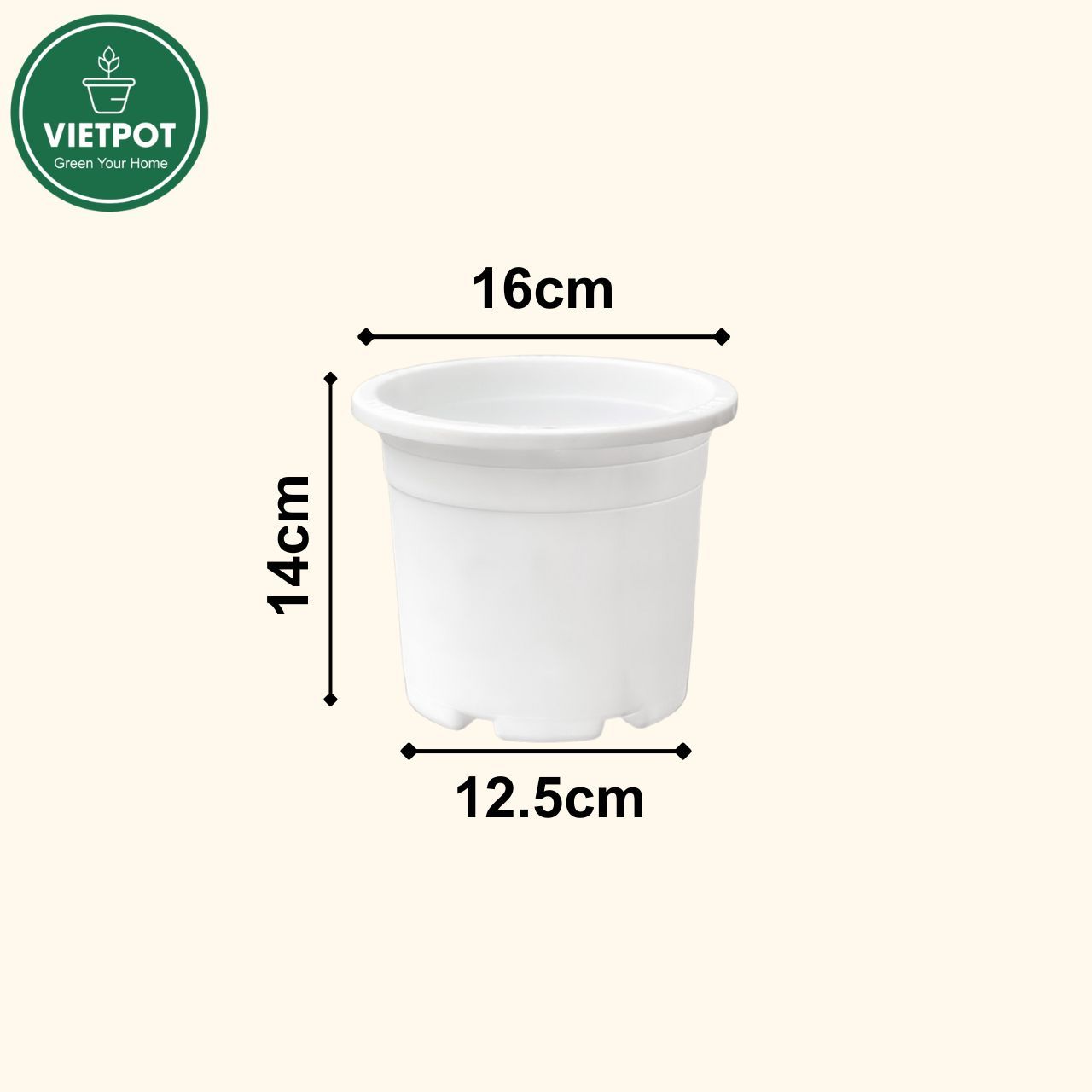  Chậu nhựa trồng cây VIETPOT, size 16x14, Trơn, kiểng lá, hoa hồng, để bàn, trang trí sân vườn. 