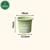 Chậu nhựa trồng cây VIETPOT, size 16x14cm, Sweet Home, hoa hồng, kiểng lá, để bàn, sân vườn. 