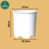  Chậu nhựa trồng cây VIETPOT, màu trắng trơn, trồng hoa kiểng, hoa hồng, để ban công, sân vườn. 