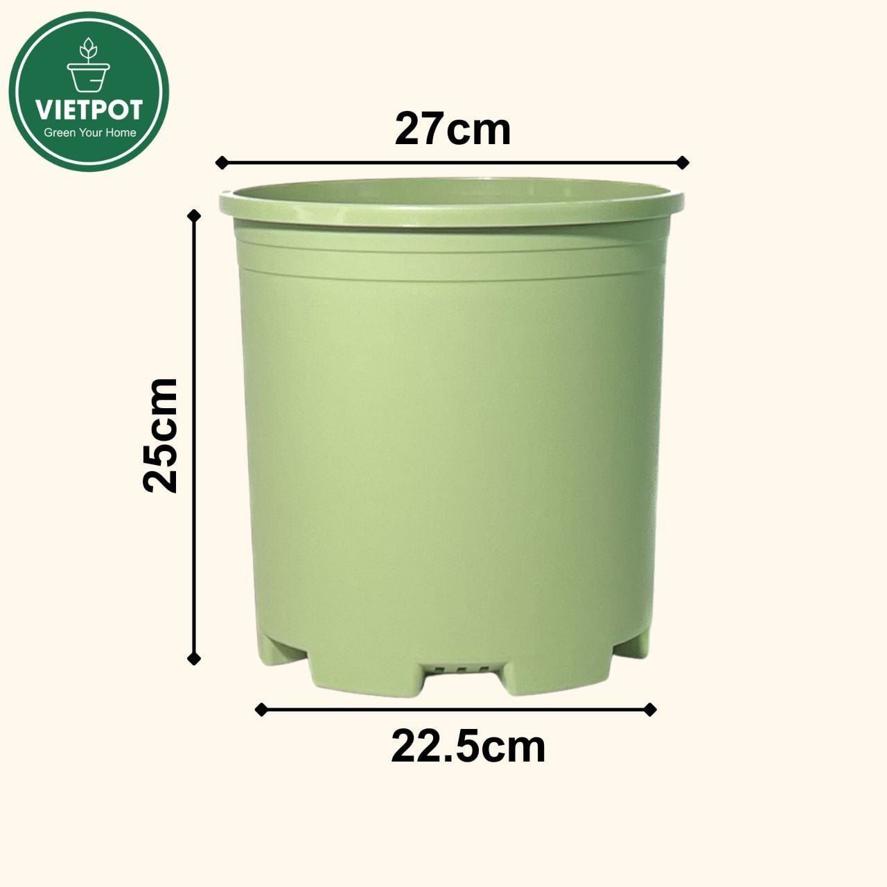  Chậu nhựa trồng cây VIETPOT, xanh Mint Trơn, trồng kiểng lá hoa hồng, để bàn, ban công sân vườn. 