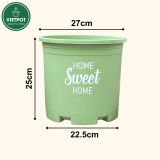  Chậu nhựa trồng cây VIETPOT, màu xanh Mint, hoa văn Sweet Home, trồng hoa kiểng lá, để nhà sân vườn. 