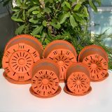  Chậu nhựa trồng cây VIETPOT, màu Cam Tim, trồng hoa kiểng, hoa hồng, để bàn, ban công, sân vườn. 