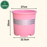  Chậu nhựa trồng cây VIETPOT, màu hồng tim, trồng kiểng lá, hoa hồng, trang trí ban công, sân vườn. 