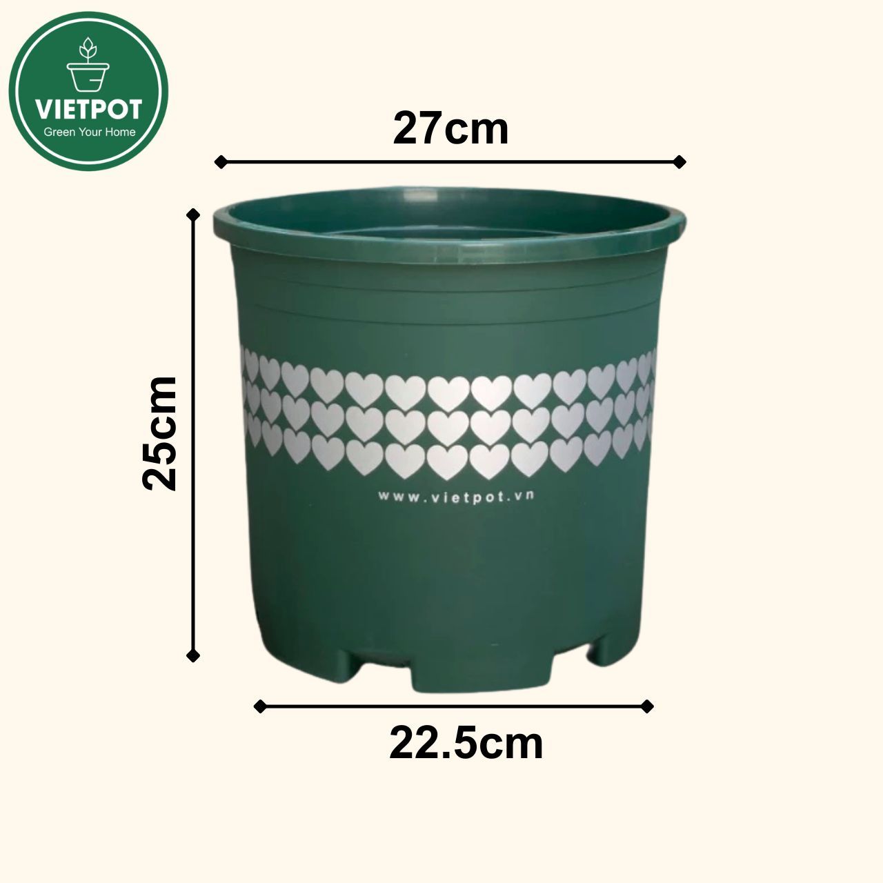  Chậu nhựa trồng cây VIETPOT, màu xanh tim, trồng kiểng lá, hoa hồng, trang trí ban công, sân vườn. 