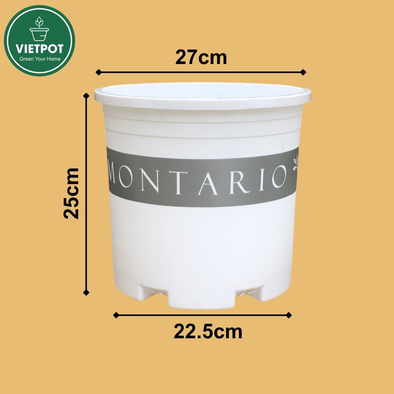  Chậu Nhựa Trồng Cây VIETPOT, màu trắng MONTARIO, kiểng lá, hoa hồng, để bàn, ban công,sân vườn 