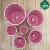 Chậu nhựa trồng cây VIETPOT, màu hồng tim, trồng kiểng lá, hoa hồng, trang trí ban công, sân vườn. 