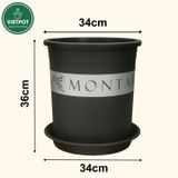  Chậu Nhựa Trồng Cây VIETPOT, size lớn 34x36cm MONTARIO, 6,6gallon, trang trí bàn, sân vườn, ban công 