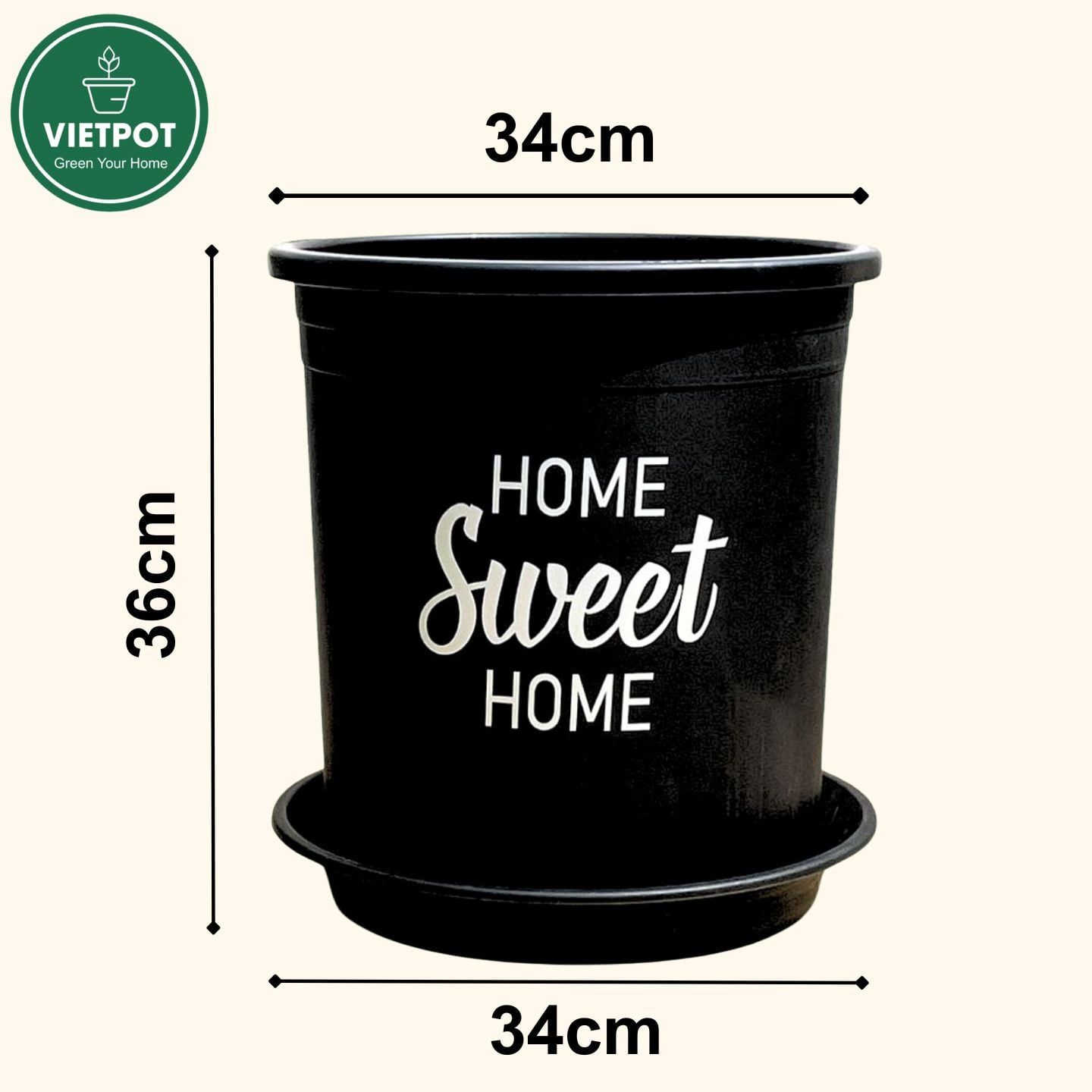  Chậu nhựa trồng cây VIETPOT, size lớn 34x36cm, 6.6gal, Sweet home, trồng hoa kiểng để sân vườn nhà. 