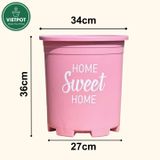  Chậu nhựa trồng cây VIETPOT, size lớn 34x36cm, 6.6gal, Sweet home, trồng hoa kiểng để sân vườn nhà. 