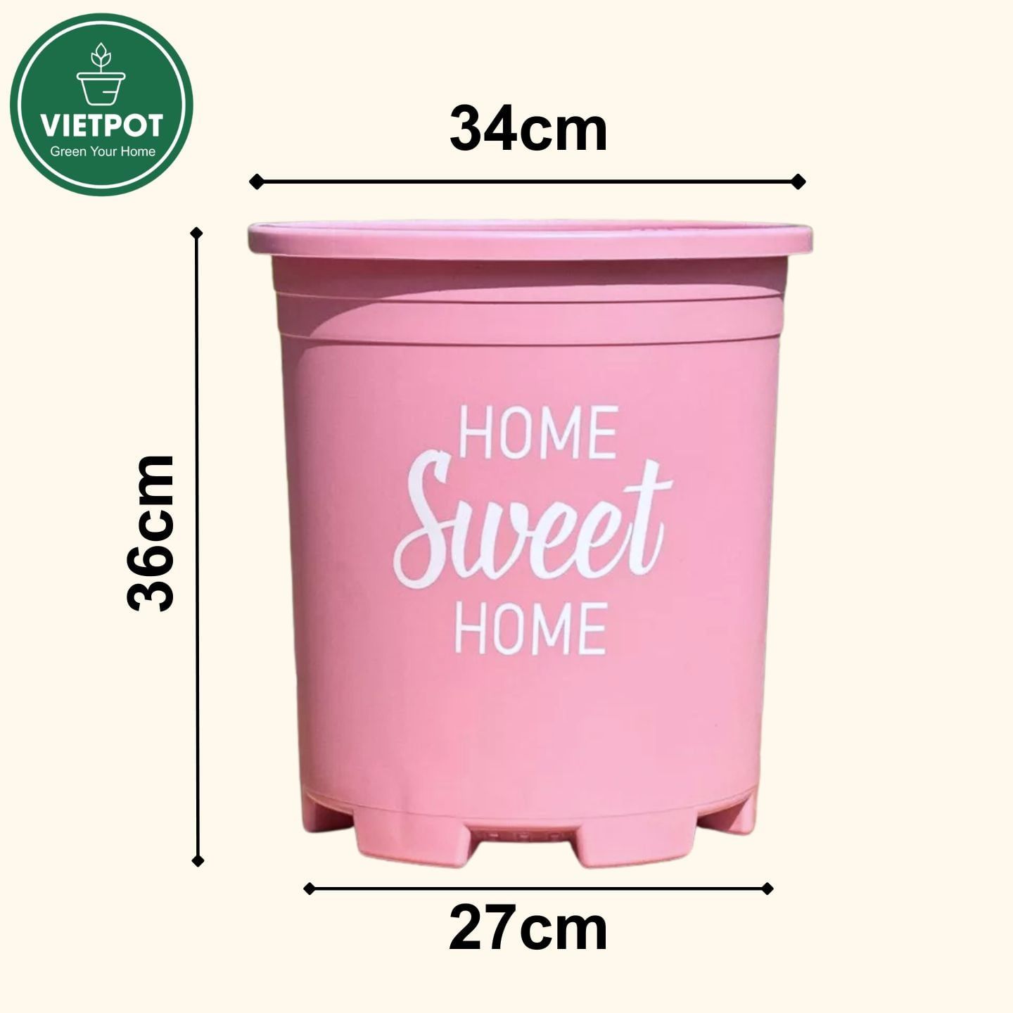  Chậu nhựa trồng cây VIETPOT, size lớn 34x36cm, 6.6gal, Sweet home, trồng hoa kiểng để sân vườn nhà. 