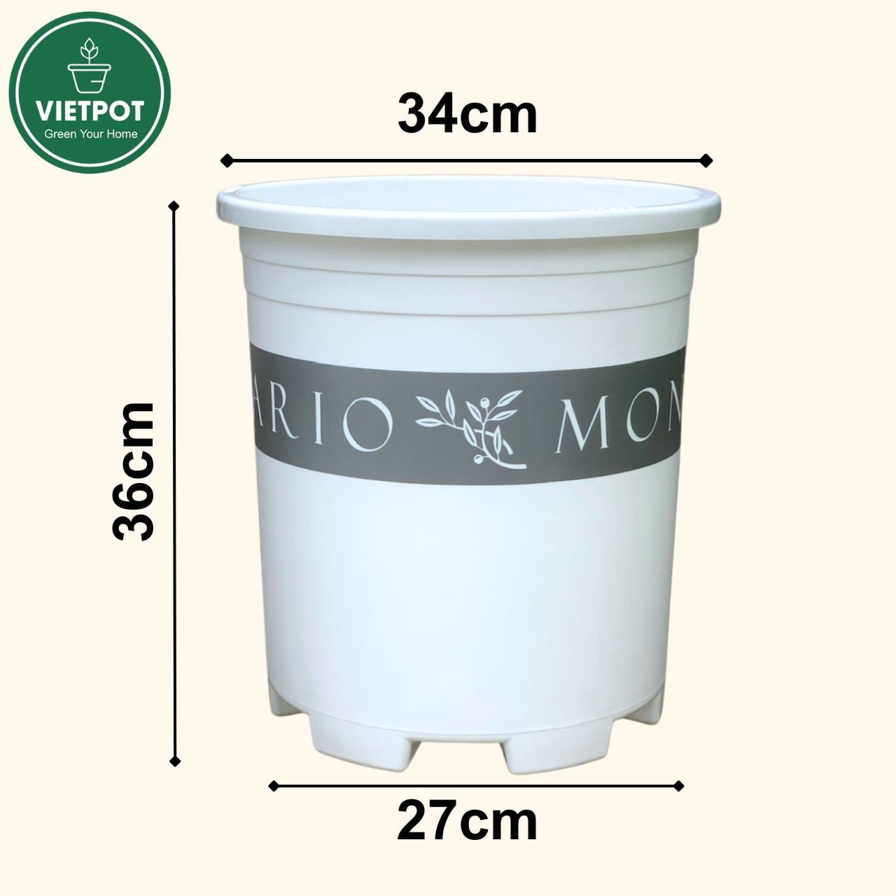  Chậu Nhựa Trồng Cây VIETPOT, size lớn 34x36cm MONTARIO, 6,6gallon, trang trí bàn, sân vườn, ban công 