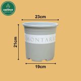  Chậu nhựa trồng cây VIETPOT, màu xám Montario, trồng hoa kiểng, trang trí ban công, sân vườn. 