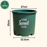  Chậu nhựa trồng cây VIETPOT, màu xanh, hoa văn Sweet Home, trồng hoa kiểng lá, để nhà, sân vườn. 