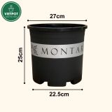  Chậu nhựa trồng cây VIETPOT, màu đen MONTARIO, trồng hoa kiểng, hoa hồng, để ban công, sân vườn. 