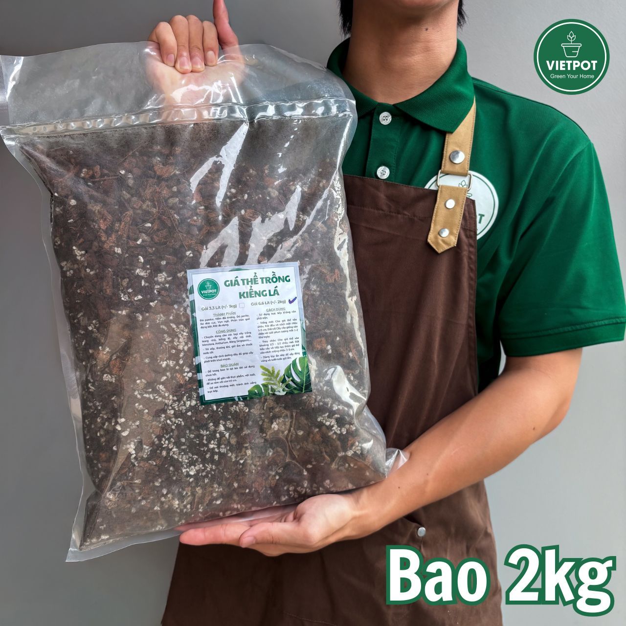  Giá thể trồng kiểng lá VIETPOT, trộn sẵn, chuyên dùng cho cây trong nhà, ngoài trời, Monstera... 