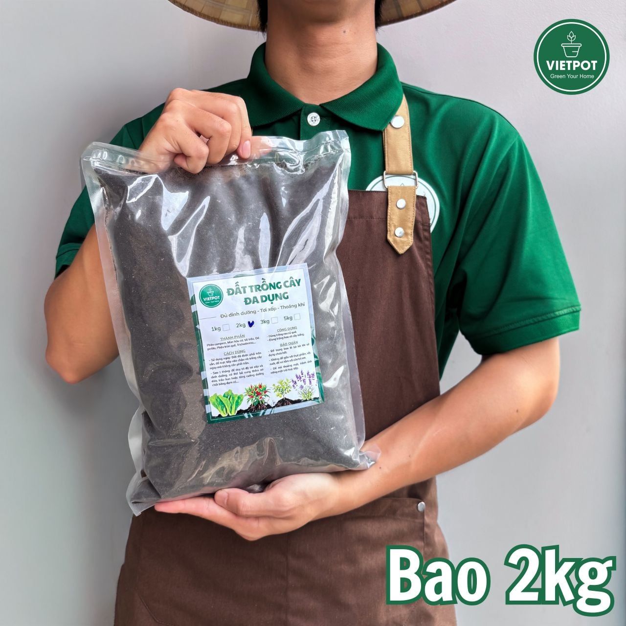  Đất sạch đa dụng VIETPOT, thích hợp trồng rau hoa, củ, quả, cây kiểng, giàu dinh dưỡng, giữ ẩm tốt. 