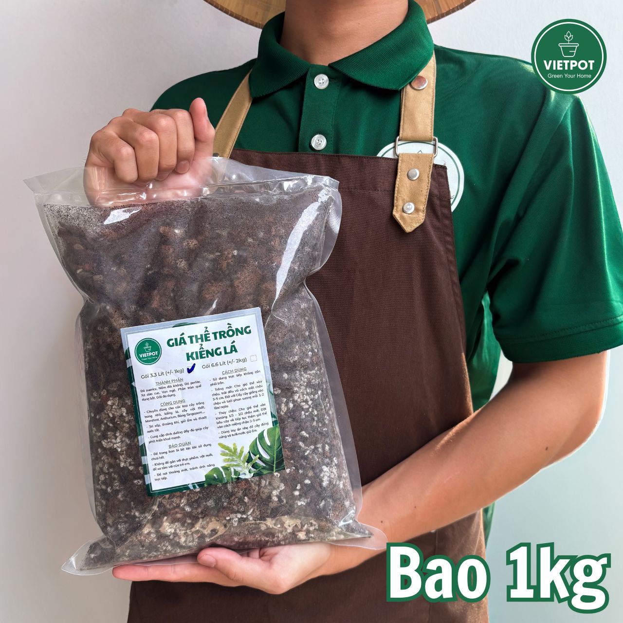  Giá thể trồng kiểng lá VIETPOT, trộn sẵn, chuyên dùng cho cây trong nhà, ngoài trời, Monstera... 