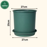  Chậu nhựa trồng cây VIETPOT, màu xanh trơn, trồng hoa kiểng, hoa hồng, để bàn, ban công, sân vườn 