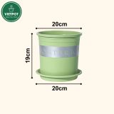  Chậu Nhựa Trồng Cây VIETPOT, xanh Mint MONTARIO, kiểng lá, hoa hồng, để bàn,ban công,sân vườn 