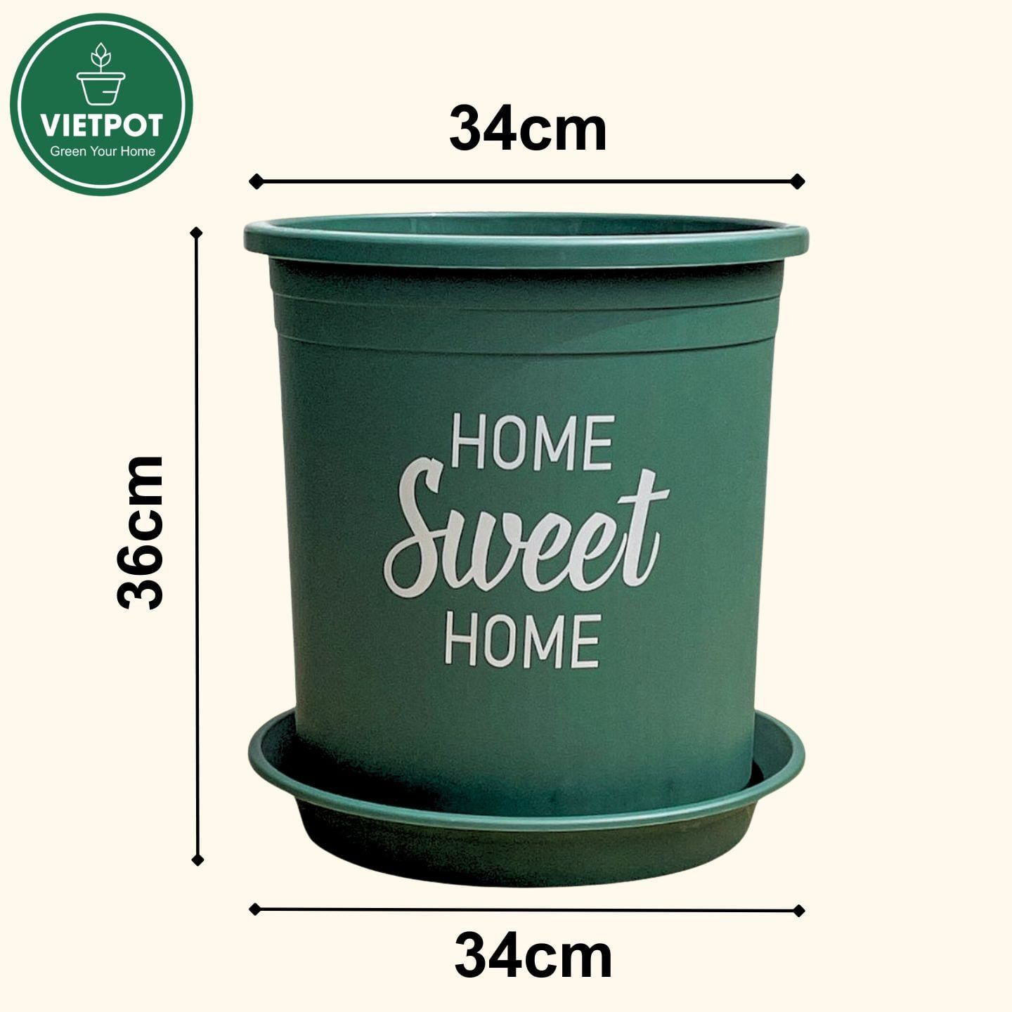  Chậu nhựa trồng cây VIETPOT, size lớn 34x36cm, 6.6gal, Sweet home, trồng hoa kiểng để sân vườn nhà. 