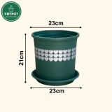  Chậu nhựa trồng cây VIETPOT, màu xanh tim, trồng kiểng lá, hoa hồng, trang trí ban công, sân vườn. 