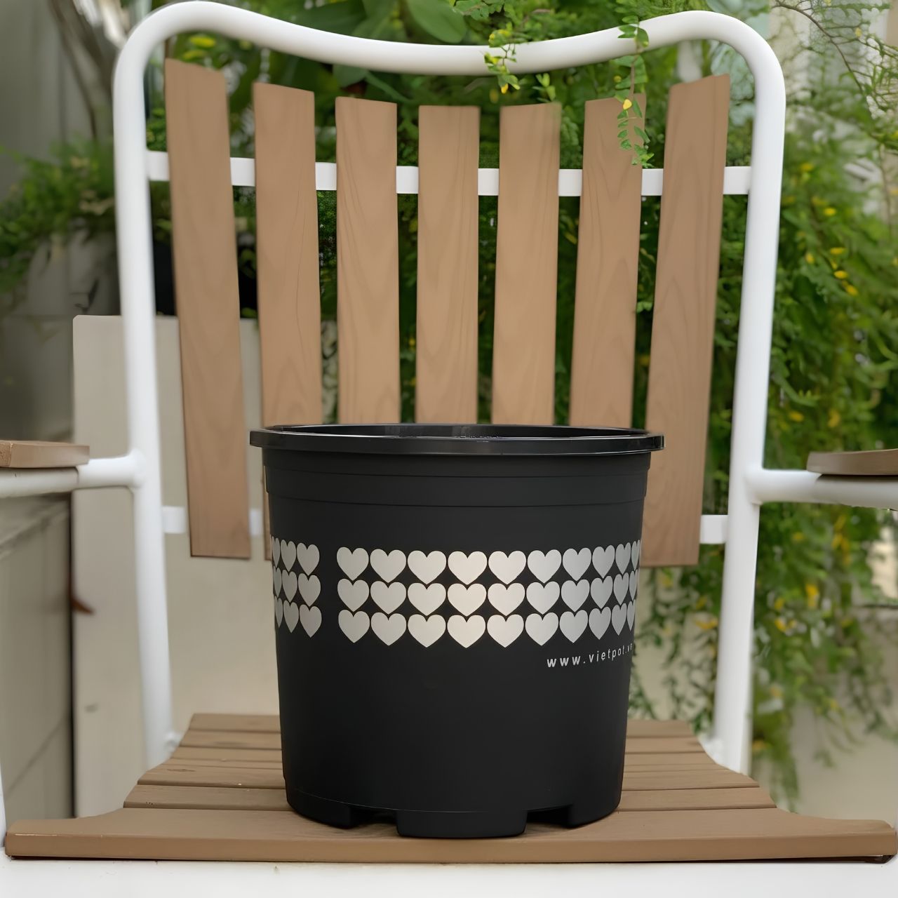  Chậu nhựa trồng cây VIETPOT, màu Đen Tim, trồng hoa kiểng, trang trí ban công, sân vườn, sân thượng 