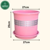 Chậu nhựa trồng cây VIETPOT, màu hồng tim, trồng kiểng lá, hoa hồng, trang trí ban công, sân vườn. 
