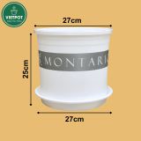  Chậu Nhựa Trồng Cây VIETPOT, màu trắng MONTARIO, kiểng lá, hoa hồng, để bàn, ban công,sân vườn 