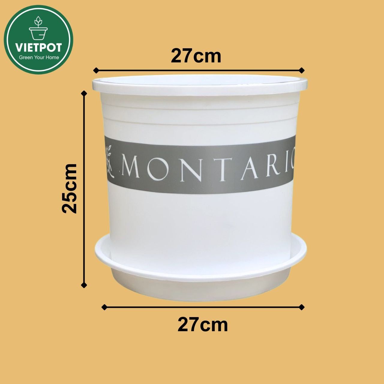  Chậu Nhựa Trồng Cây VIETPOT, màu trắng MONTARIO, kiểng lá, hoa hồng, để bàn, ban công,sân vườn 