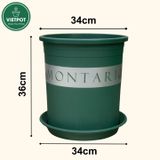  Chậu Nhựa Trồng Cây VIETPOT, size lớn 34x36cm MONTARIO, 6,6gallon, trang trí bàn, sân vườn, ban công 