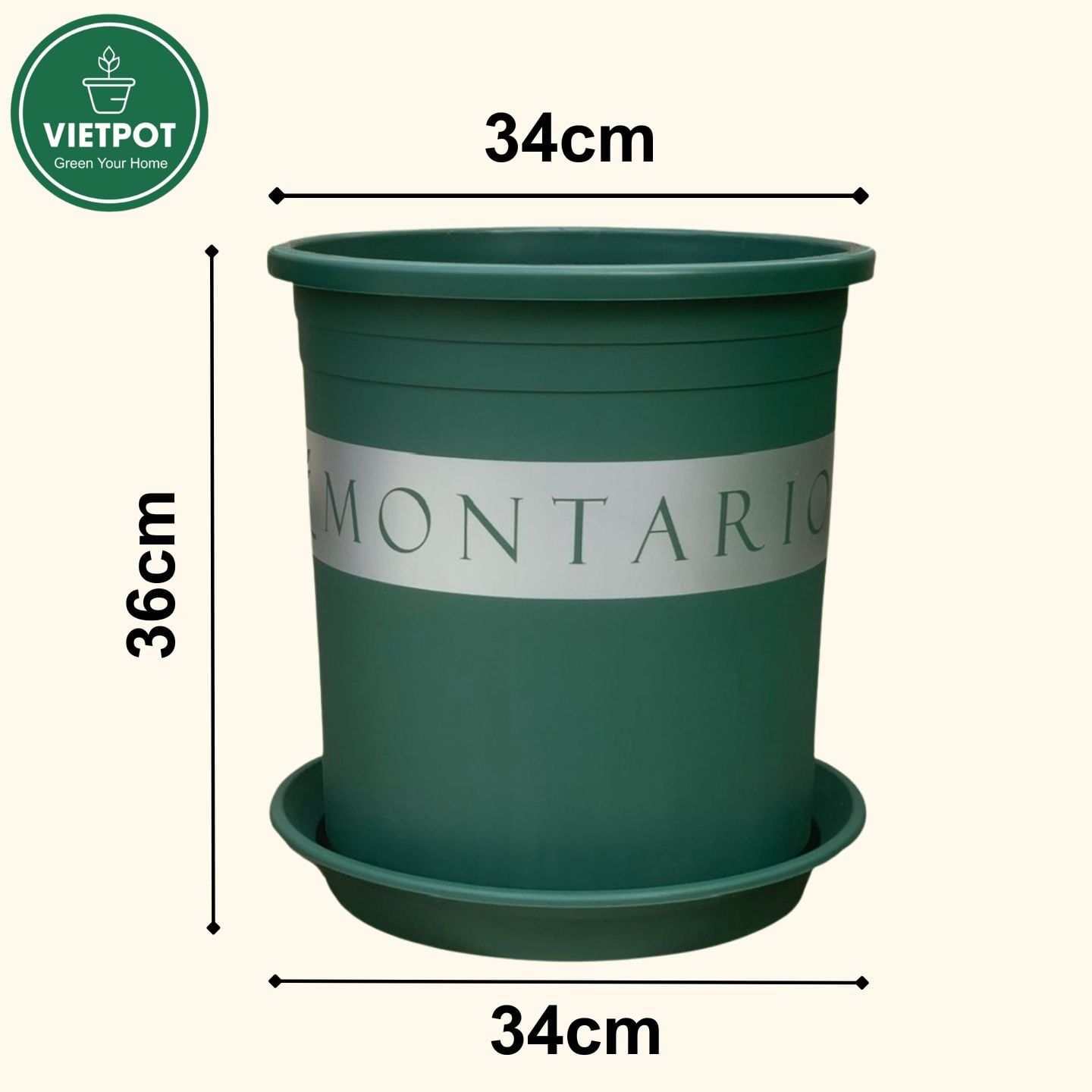  Chậu Nhựa Trồng Cây VIETPOT, size lớn 34x36cm MONTARIO, 6,6gallon, trang trí bàn, sân vườn, ban công 