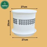  Chậu nhựa trồng cây VIETPOT, màu Trắng Tim, trồng kiểng lá, hoa hồng, trang trí ban công, sân vườn. 