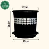  Chậu nhựa trồng cây VIETPOT, màu Đen Tim, trồng hoa kiểng, trang trí ban công, sân vườn, sân thượng 