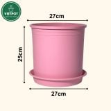  Chậu nhựa trồng cây VIETPOT, màu hồng trơn, trồng kiểng lá, hoa hồng, trang trí ban công, sân vườn. 
