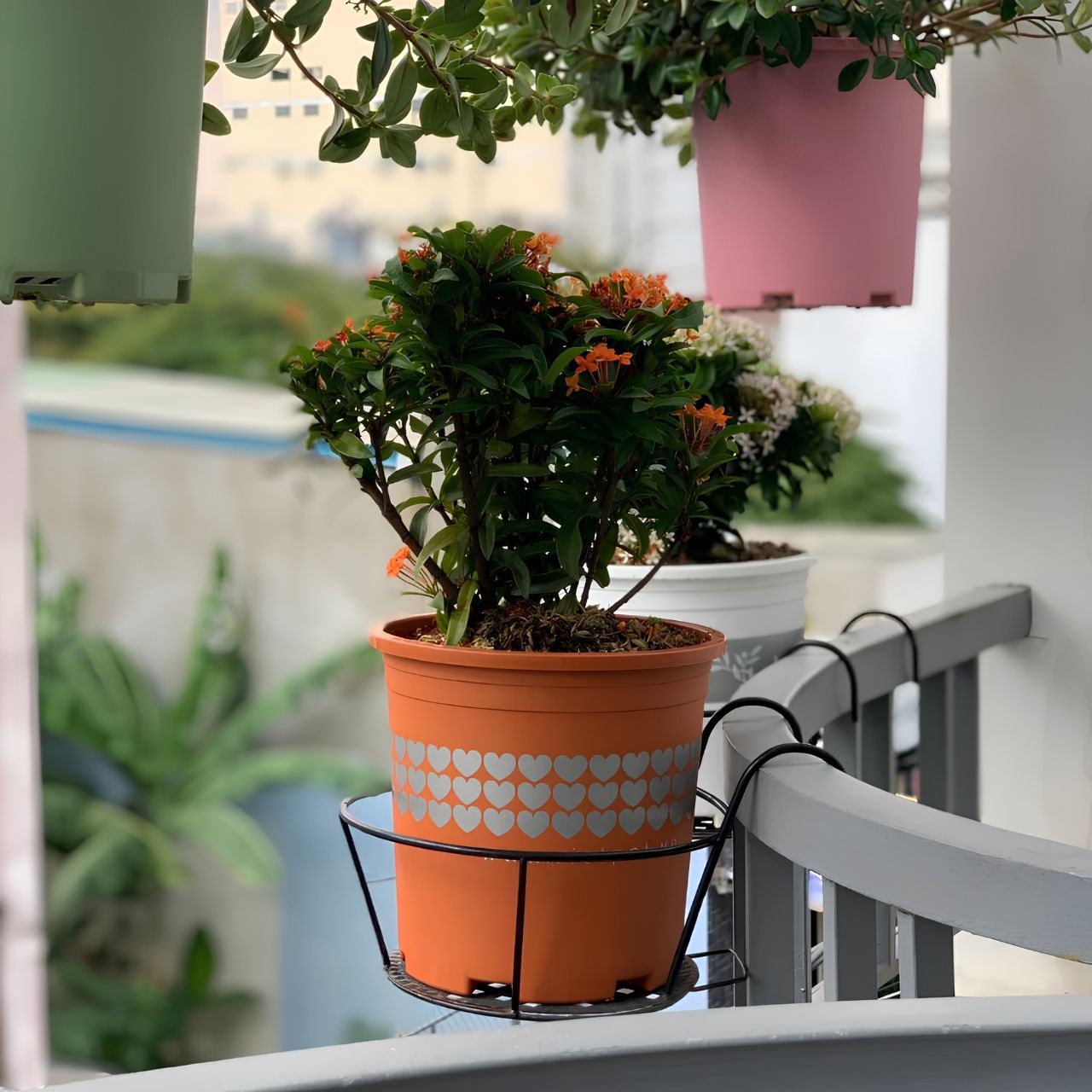  Chậu nhựa trồng cây VIETPOT, màu Cam Tim, trồng hoa kiểng, hoa hồng, để bàn, ban công, sân vườn. 