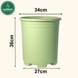  Chậu Nhựa Trồng Cây VIETPOT, size lớn 34x36cm, 6,6gallon, trơn, trang trí bàn, sân vườn, ban công. 