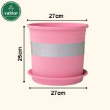  Chậu nhựa trồng cây VIETPOT, màu hồng MONTARIO, trồng hoa kiểng, hoa hồng, ban công, sân vườn 